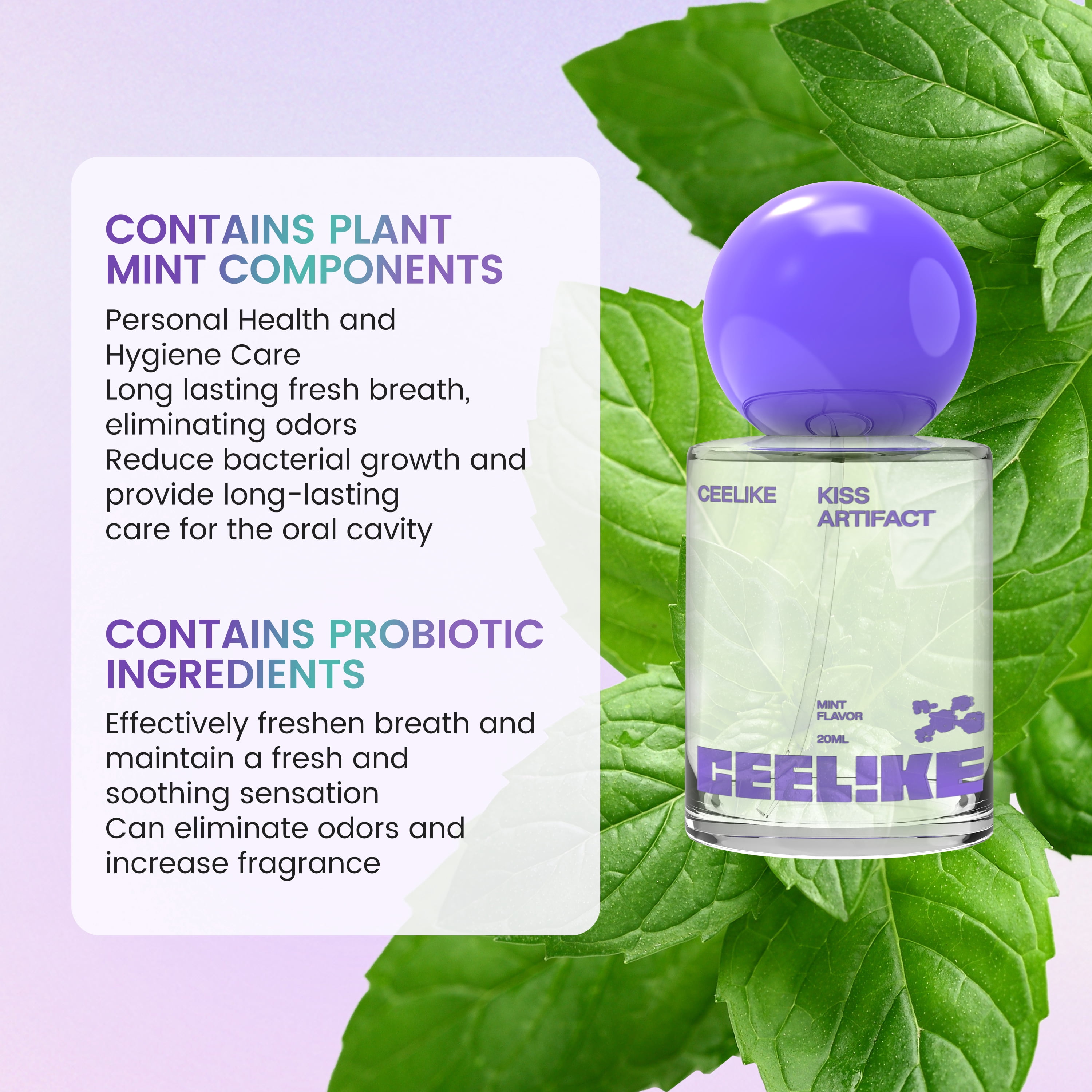 CEELIKE Oral Spray – Fresh Breath, Dual Cooling Experience & Convenient On-the-Go Design – Perfect for Freshening Breath Anywhere, Anytime (2 count)