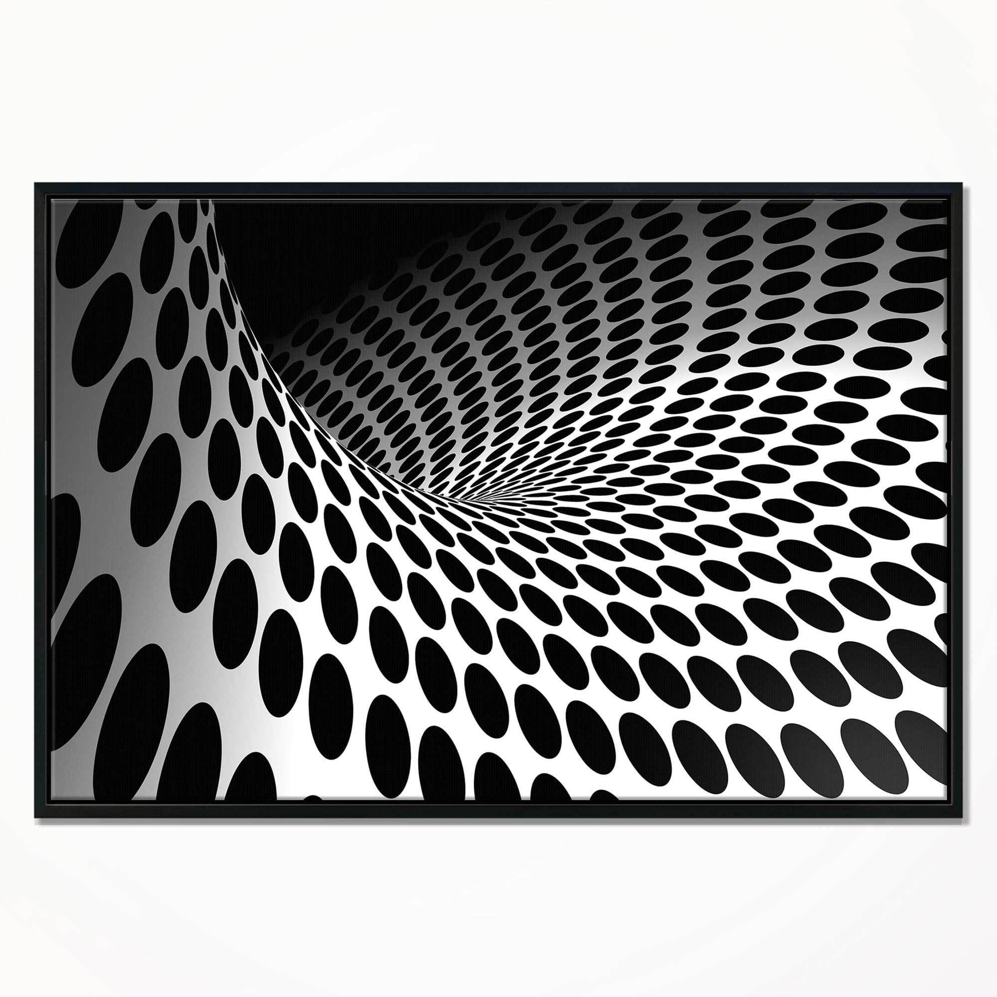 Designart ' Waves and Circles Black n’ White ' Contemporary Framed Canvas Art Print