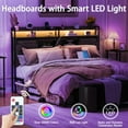 thumbnail image 4 of Akaber King Size Headboard, 3 Tier Storage Headboard with Sliding Barn Doors, Outlets, USB Ports, LED Light, Width Adjustable for King Size Beds, Rustic Black, 4 of 6