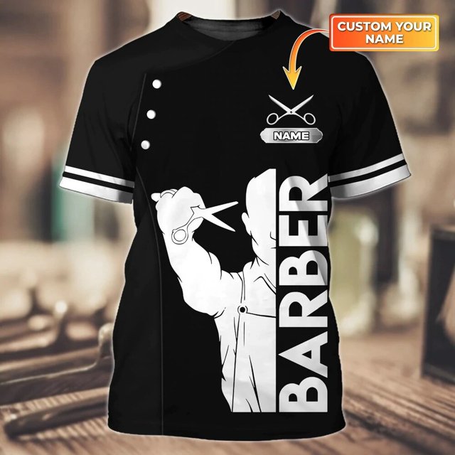 Camiseta de moda con nombre personalizado para hombre, camisa deportiva informal con estampado 3D de peluquero, de manga corta, de verano, gran oferta, Unisex, DW28Adult size 5XL Gao Jinjia LED