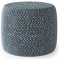 thumbnail image 1 of Bayley Pouf Rond Tressé de Style Transitionnel en Bleu Égée et Coton Naturel, 1 of 7