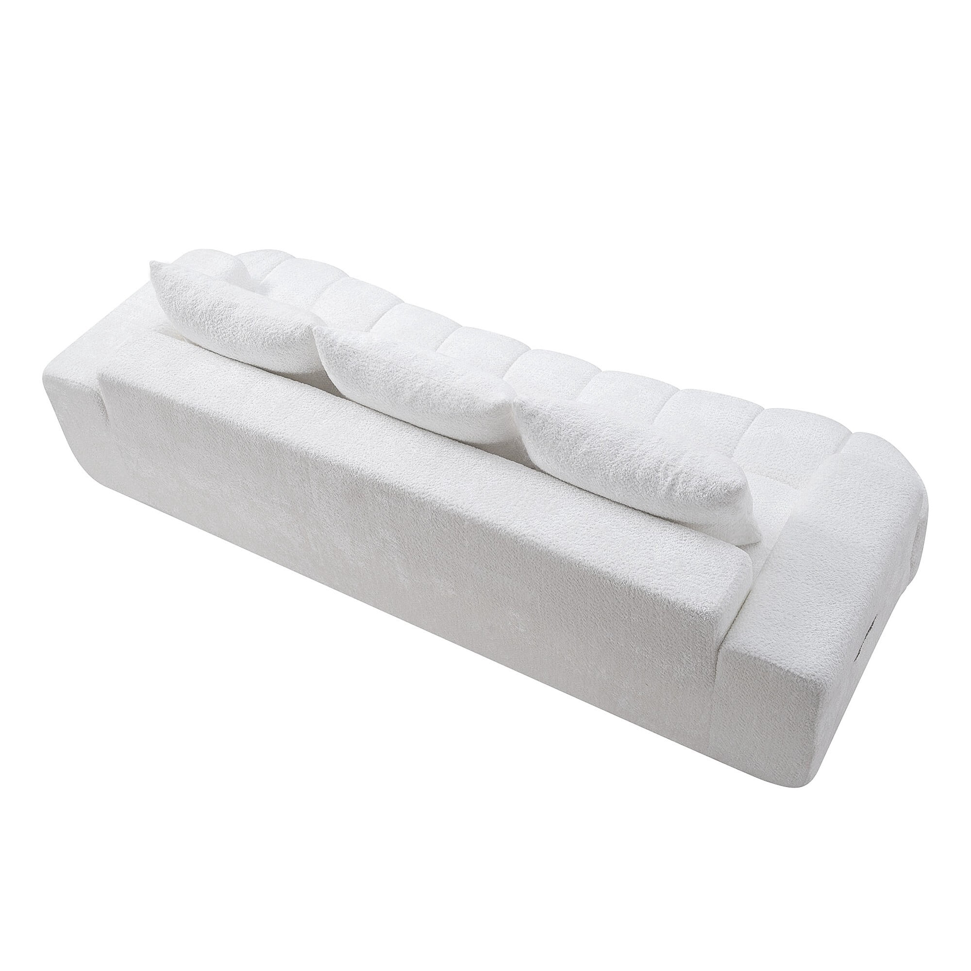 AENKYO 100" Curved Cloud Boucle Sofa, Modern 3-Seater Sculptural Couch, No Assembly, Cloud White