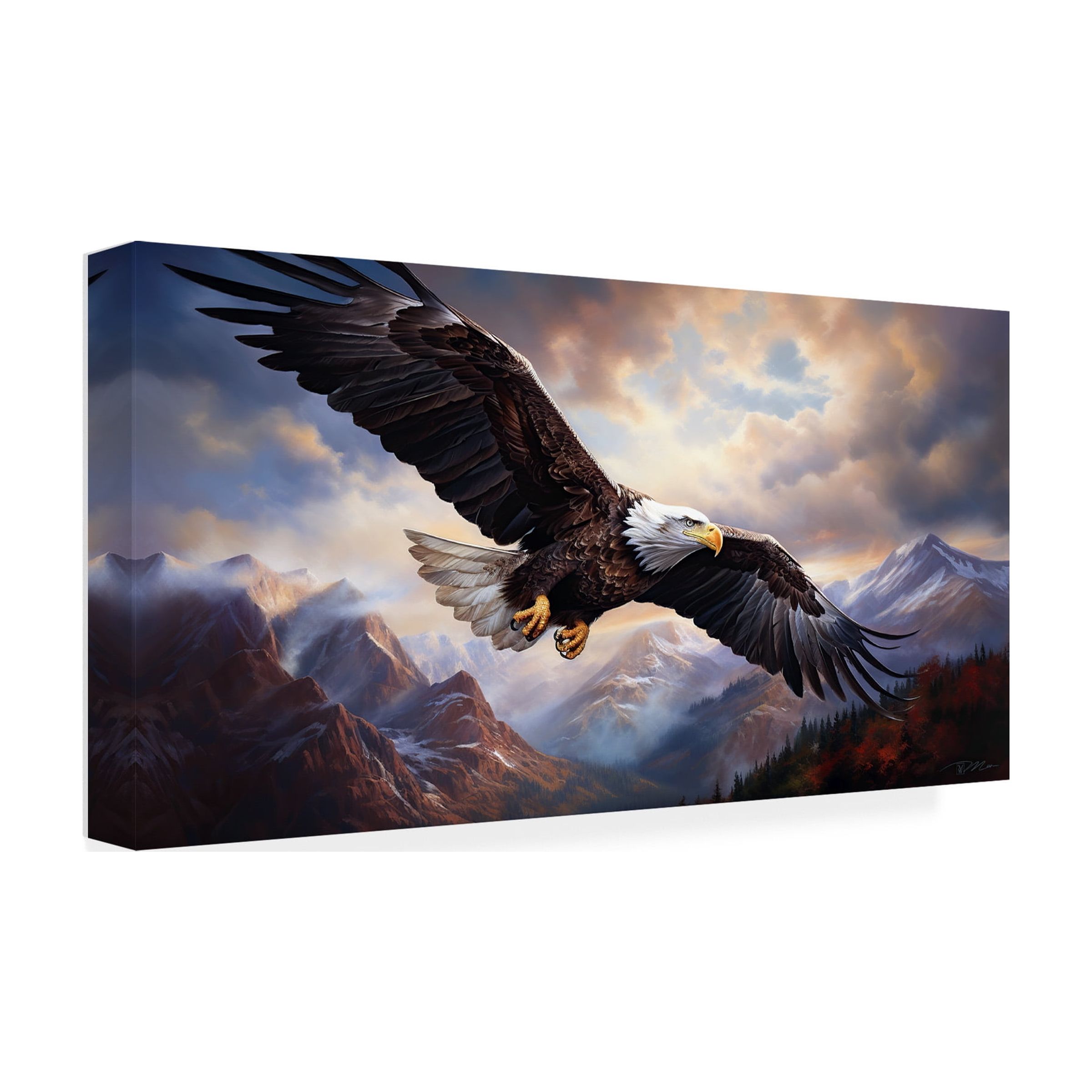 Canvas Wall Art - Momart 'Eagle Flying (4)' Wall Art for Living Room, Bedroom, or Office DÃ©cor by Trademark Fine Art - 19 x 10 Inches