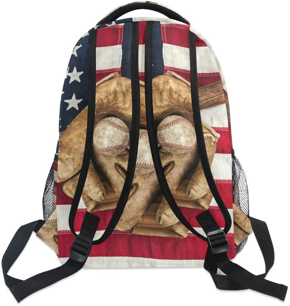 Oarencol Baseball Sport Softball American Backpacks School Book Travel College Shoulder Bag for Women Girls Men Boys 