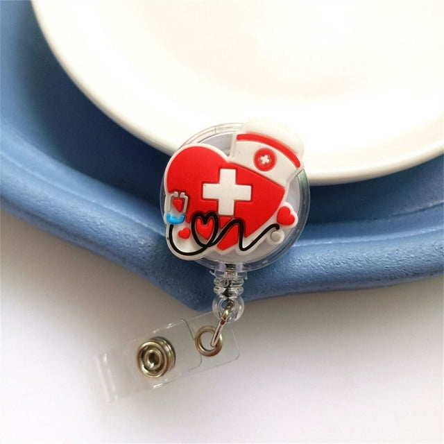 ID Card Holder Nurse Badge Reel Chest Card Work Card Retractable Badge Holder Exhibition Card Name Tag Easy Pull Buckle 3