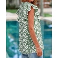 thumbnail image 6 of FreshPretty Womens Tops Dressy Casual Spring Summer Shirts Boho Floral V Neck Ruffle Cap Sleeve Business Work Blouses, 6 of 9