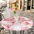 thumbnail image 3 of Rose Bow Elastic Fitted Round Table Cover Pink White Check Waterproof Outdoor Tablecloth for Holiday Party, Picnic, Patio & Dining Fits Tables Up to 36"-44", 3 of 8