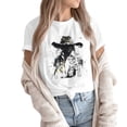 thumbnail image 2 of NAMTYQX Basic Tees for Women Plus Size Bedrucken Stretch Short Sleeve Loose Fit Print Cool Scoop Neck Cute Womens Short Sleeve Tops Black Size M, 2 of 5