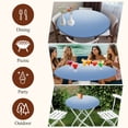 thumbnail image 7 of Blue Ombre Round Tablecloth, Fitted Table Cover with Elastic for 55"-60" Round Tables, Modern Minimalist Gradient Aesthetic Table Cloth Outdoor Indoor Dinning Party Waterproof Tablecloths, 7 of 7