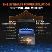 LiTime 12V 100Ah LiFePO4 Battery Low Temp Protection Trolling Motors Battery with 14.6V10A Charger
