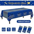 thumbnail image 2 of 3-piece set of graduation tablecloths, graduation party decorations 2025, black gold tablecloths for rectangular tables, disposable plastic tablecloths, 2 of 18