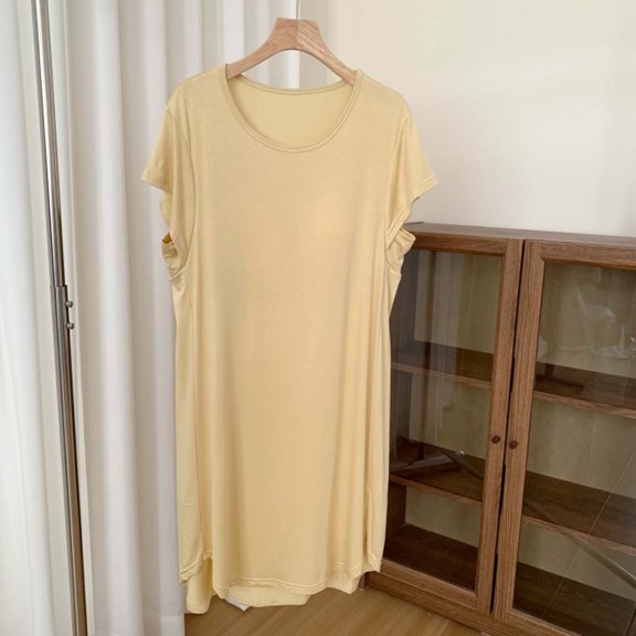 BUIGTTKLOP Nightgowns for Women Short Sleeve Nightdress Round Neck Sleepshirts Loose Fitted Pajamas Dresses