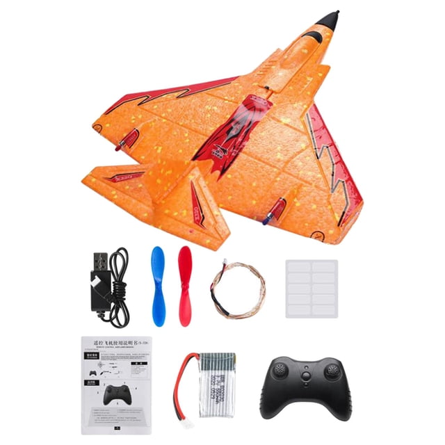 Avión con control remoto, planeador para principiantes, niños adultos naranja Zulema avión rc avión