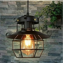 Miumaeov Single Head Pendant Light with Iron Cage Lamp Shade Height Adjustable Farmhouse Chandelier with 1 Lamp Energy Saving and Eye Protection Dining Room Bar Cafe Retro Light Fixture