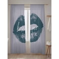 thumbnail image 5 of Sheer Curtains 108 Inches Long 2 Panels Set for Living Room, Teal Lip Semi Sheer Curtains for Windows, Kiss Love Grey Retro Art Voile Window Treatments Rod Pocket Curtain, 5 of 7