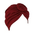 thumbnail image 1 of Minnieouse Hijab musulmán de estilo Simple con nudo de turbante, gorro cruzado con cubierta étnica, diadema de Color sólido, accesorios para pérdida de Sombreros Vino rojo Minnieouse AP011271-05B, 1 of 6