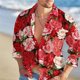 thumbnail image 1 of Camisa de hombre tendencia de moda patrón de color de flor rosa gráficos HD ropa casual de calle para hombres al aire libre nueva primavera y verano, 1 of 6