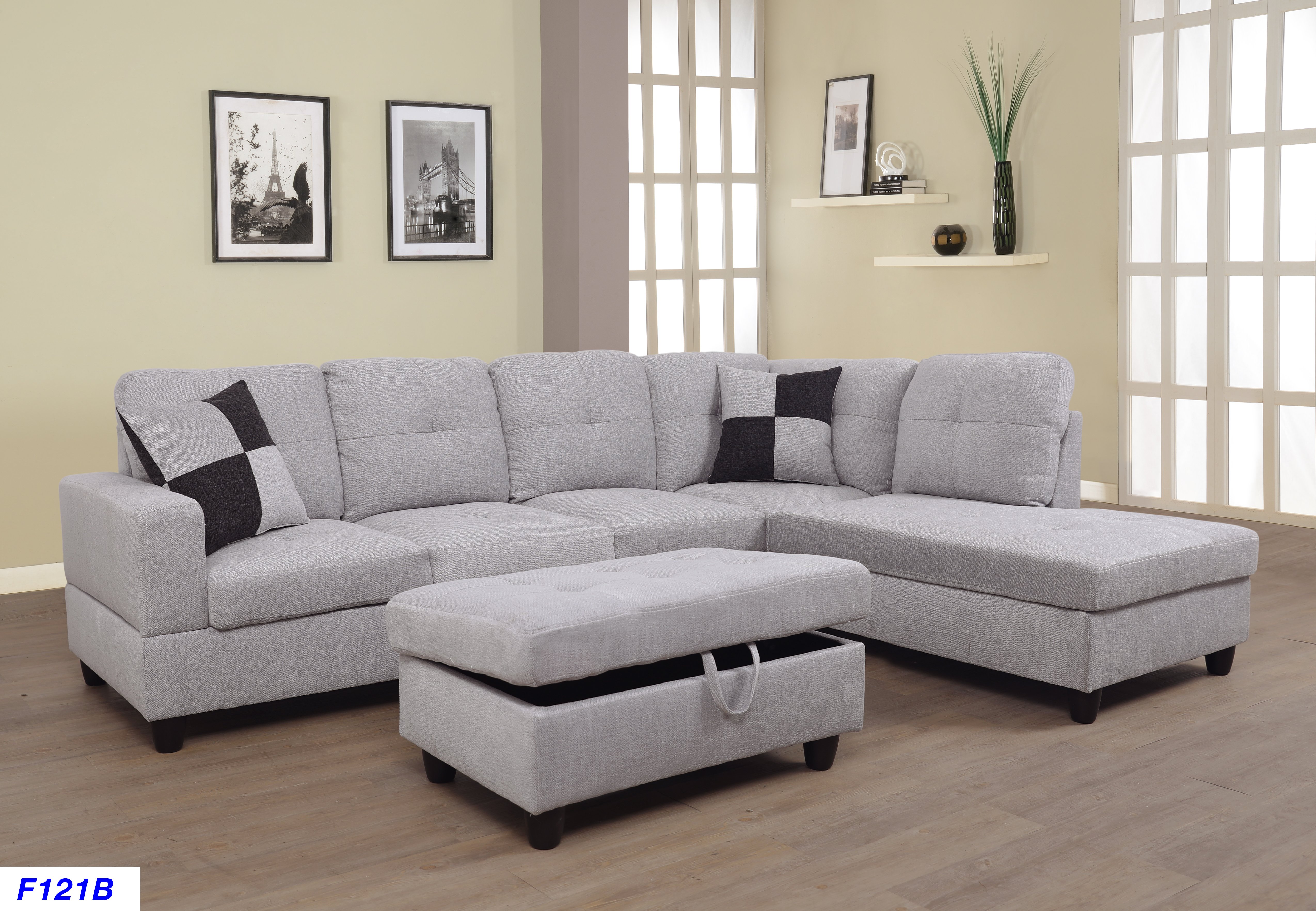 PonLiving Furniture Jaiden Left Hand Facing Sectional with Ottoman