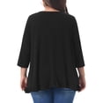 thumbnail image 4 of DARING DIVA Women's Plus Pleated Crew Neck 3/4 Sleeve Blouses 3X Black, 4 of 5