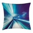 thumbnail image 1 of Abstract Decor Throw Pillow Cushion Cover, Train Yurikamome Tokyo Asian Modern Landscape at Night Artwork, Decorative Square Accent Pillow Case, 20 X 20 Inches, Blue White and Dark Blue, by Ambesonne, 1 of 2