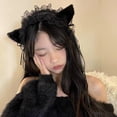 thumbnail image 3 of Diadema de gato con luz, diadema de encaje con orejas, disfraz de Cosplay para fiesta, disfraz de Halloween (negro), 1 unidad, 3 of 5