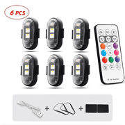 6-Pack Wireless LED Light Strips - 8-Color High Brightness, Remote Control, USB Rechargeable & Waterproof for Cars, Drones, Motorcycles, Bikes
