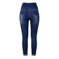 thumbnail image 2 of YUANxueke Women's Maternity Jeans Stretch Over Belly Slim Fit Pants Casual Pregnancy Denim Pants with Pockets,Dark Blue,L, 2 of 8