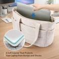 thumbnail image 3 of Muka Puffy Tote Bag with Compartments, Quilted Shoulder Bag Handbag for Travel, Work, Gym-Pink, 3 of 6