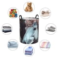 thumbnail image 4 of Sikiie Flower Crown White Horse Print Round Dirty Clothes Basket, Waterproof Standing Foldable Storage Basket, for Laundry Room, Bedroom, Bathroom Storage-Small, 4 of 6