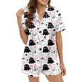 thumbnail image 3 of FASHOFT Halloween Pajamas for Women Set Cute Ghost Pumpkin Printing Button Up Pjs Short Sleeve Sleepwear Notch Collar Bride Soft Comfy Pj Lounge Sets White XXL, 3 of 8