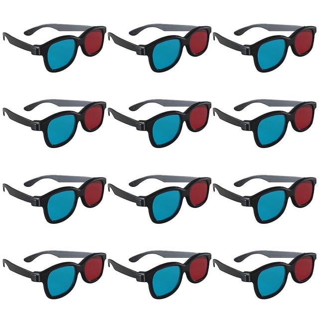 Gafas 3D portátiles de plástico rojo y azul con marco negro x20