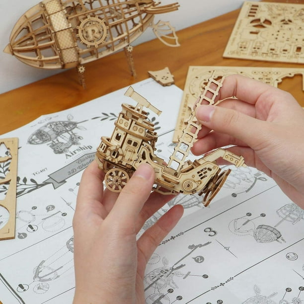 3d Puzzle pour Adultes en Bois Assemblage 3d Puzzle Bricolage Modèle Kit  pour Construire des Cadeaux Créatifs pour les Enfants (Avion) 