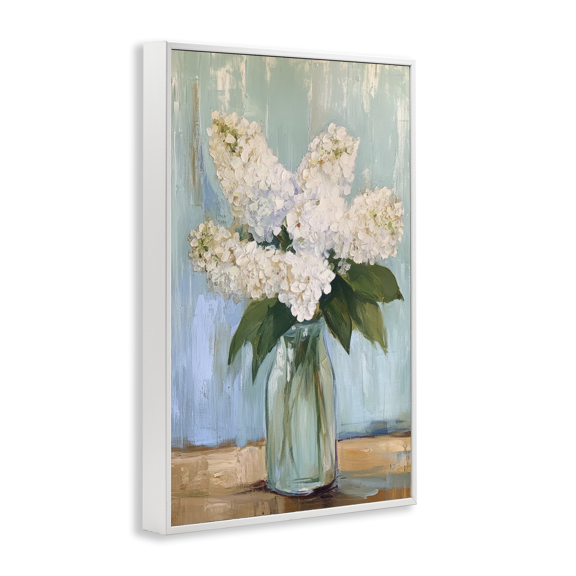 Stupell Industries Tall Flowers in Glass Vase White Framed Giclee Art, design by Petal Prints Design