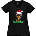 thumbnail image 3 of Inktastic Christmas Dachshund Dog Santa Women's Plus Size V-Neck T-Shirt, 3 of 5