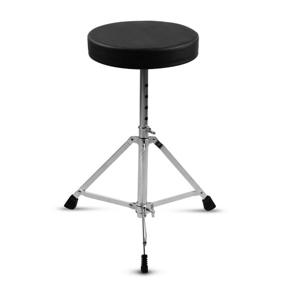 Universal Drum Throne Round Padded Drum Seat Stool Single-braced Stainless Steel Legs -slip 5 Levels Adajustable Height for Adult Drummers