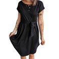 thumbnail image 2 of Vestido de manga corta, moda informal, lavable a máquina, agradable a la piel, transpirable, vestido de mujer para verano, 2 of 4