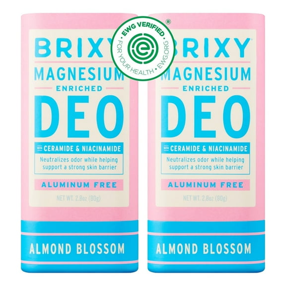 BRIXY Magnesium Deodorant, Odor Control With Ceramide & Niacinamide For Skin Health, Aluminum Free, Baking Soda Free, EWG VERIFIED, Sensitive Skin Deodorant, Vegan, Plastic Free, Light Scent (2 Pack)