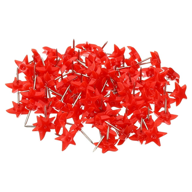 Uxcell Clavos en Forma de Estrella de 0.57 pulgadas, 100 piezas Punta de Acero Cabeza de Plástico para Uso en Casa y Oficina, Rojo