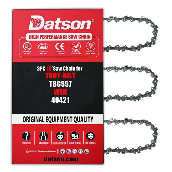 3PACK,10 Inch Chainsaw Chain 3/8" LP Pitch .050" Gauge 40 Drive Links Pole Saw Fits FOR TROY-BILT : TBCS57,WEN : 40421