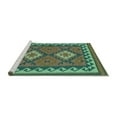thumbnail image 2 of Ahgly Company Machine Washable Indoor Rectangle Oriental Turquoise Blue Traditional Area Rugs, 8' x 10', 2 of 4
