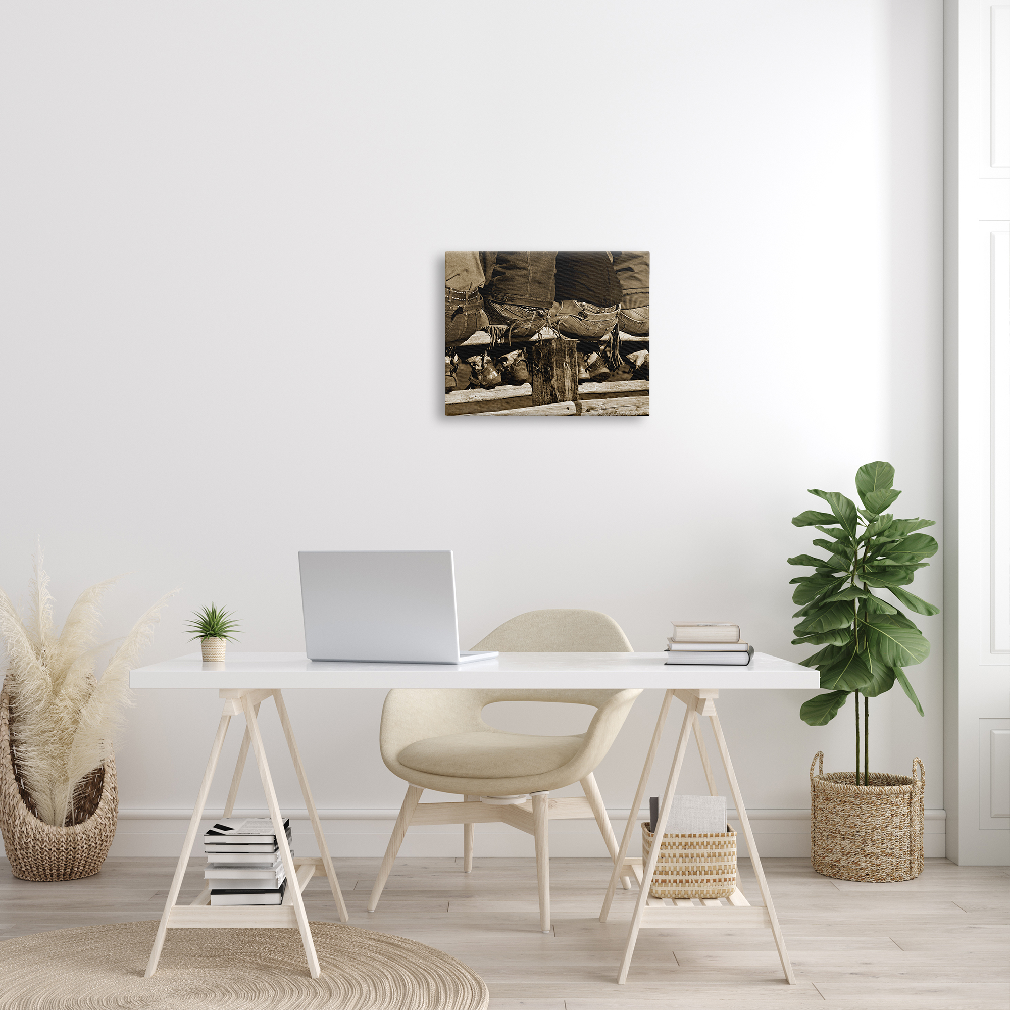 Stupell Industries Vintage Western Cowboys Sitting Sepia Photography Photograph Gallery Wrapped Canvas Print Wall Art, Design by Lisa Dearing