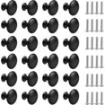 thumbnail image 1 of 24 Pack Matte Black Drawer Knobs, Round Furniture Knobs with Screws for Cabinets, Kitchen Bedside Tables (30mm), 1 of 5
