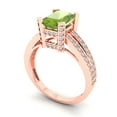 thumbnail image 2 of 2.45 ct Emerald Cut Natural Peridot Solitaire with Simulated Diamond Accents 18K Rose Gold Womens Engagement Ring, 2 of 6