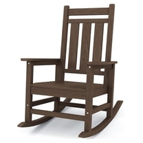 Oversized Outdoor Rocking Chair, All-Weather Patio Rocking Chairs for Porch, HDPE Outdoor Patio Rockers with High Back & Wide Seat for Garden, Lawn, Brown