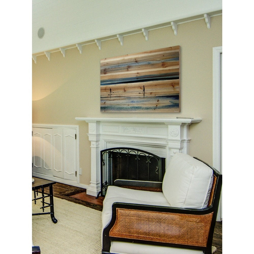 Parvez Taj Surfboard Paddling Pinewood Wall Art, 30" x 45"