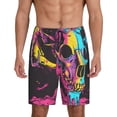 thumbnail image 3 of Lsque Neon Gothic Skull Moon Mens Sleep Pajama Shorts,Short Pajama Pants, Cotton Ultra-Soft Knit-Medium, 3 of 9
