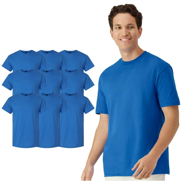 Gildan Men's Light Cotton T-Shirt, Short Sleeve Crew Neck Modern Classic Fit Royal Tee, S, 9 Pack