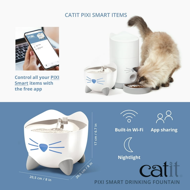 Catit, Pixi Smart Fountain, UV-C Sterilization, Wi-Fi Mobile App