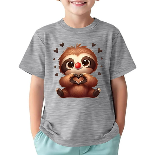 JTieacloth T-Shirt à Col Rond à Manches Courtes pour Enfants Filles, Imprimé Sport Décontracté Confortable, T-Shirts Basiques Tailles 8-10 Ans