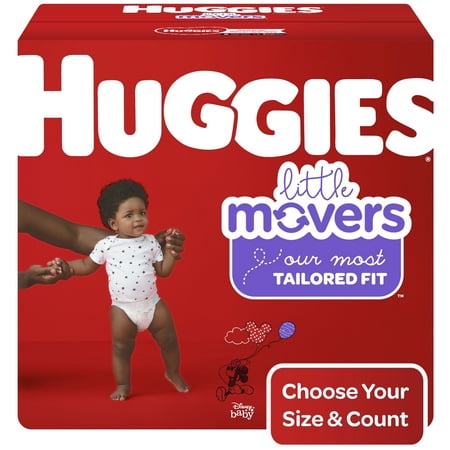 Huggies Little Movers Baby Diapers, Size 5, 124 Ct, One Month